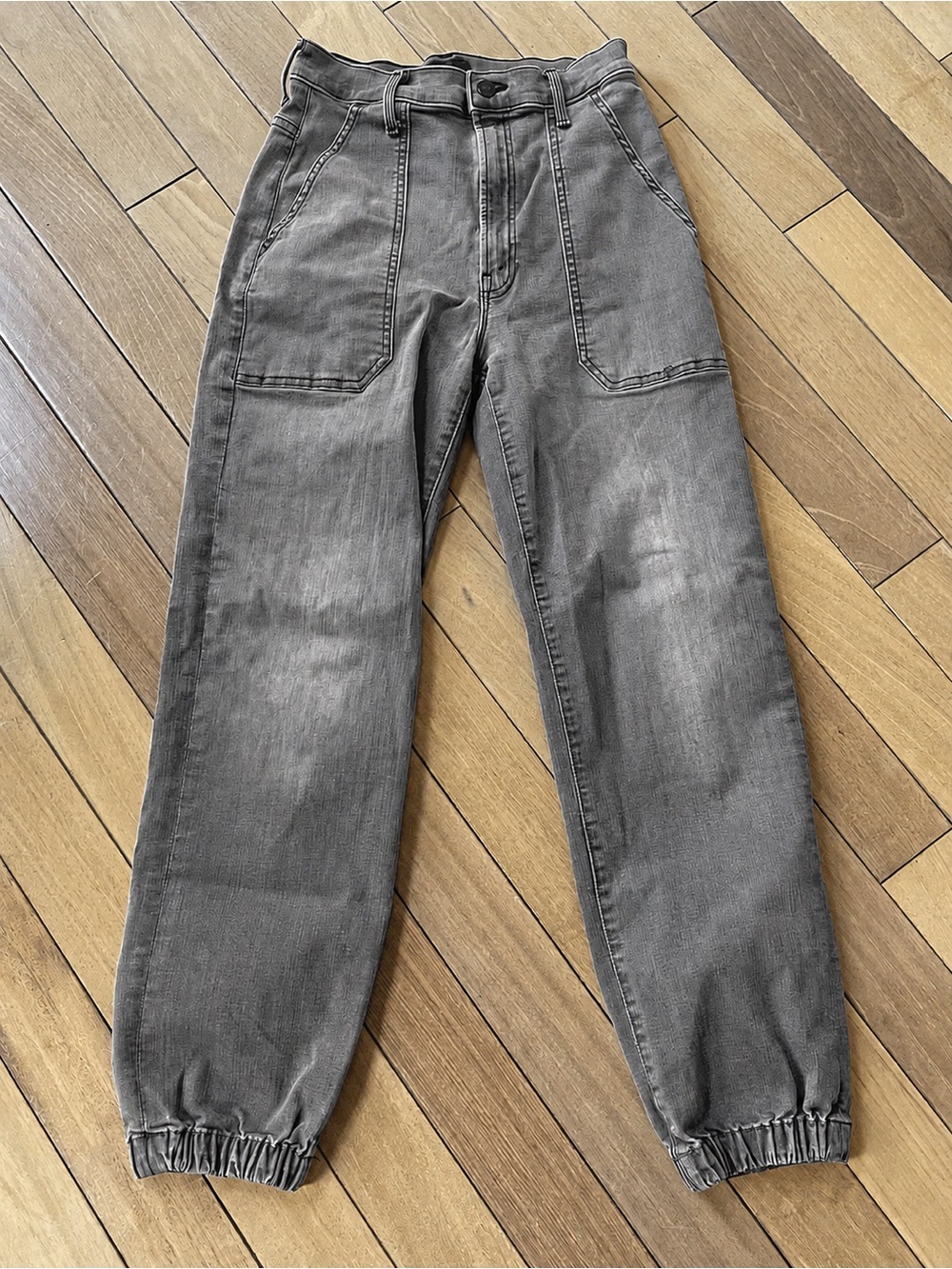 MOTHER Wrapper Patch Springy Ankle Gray Denim Jogger Jeans Size 25 - Picture 2 of 11